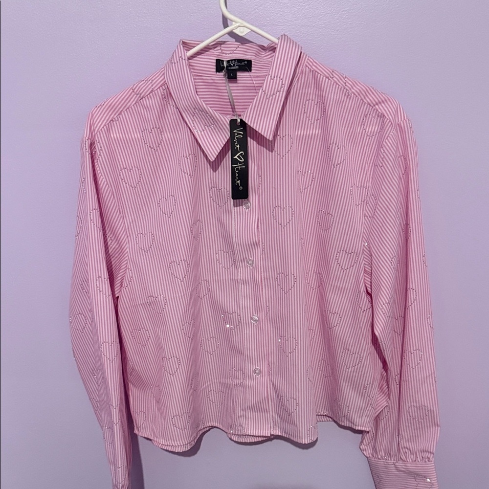 Velvet Heart Pink Button Down Shirt